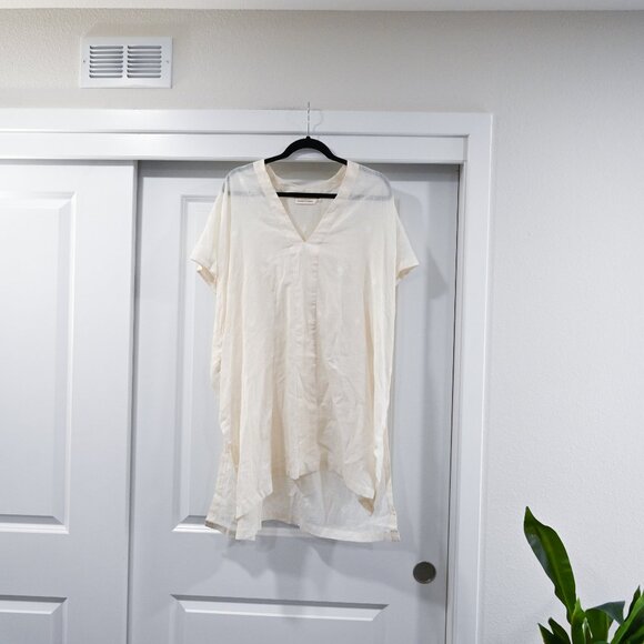 Pondicherie Naina Caftan Ivory Gauzy Cotton Caftan with Embroidered Detail - Picture 3 of 13